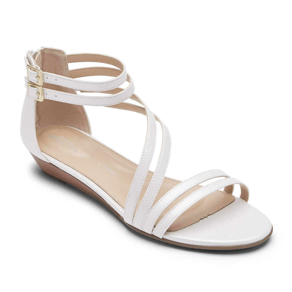 Rockport Womens Sandals White - Total Motion Zandra Asymmetrical - UK 651-LTIWVO